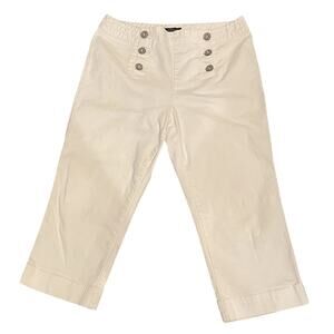 Lauren Jeans Co. Ralph Lauren White Sailor Button Cropped Pants, Women's Size 10